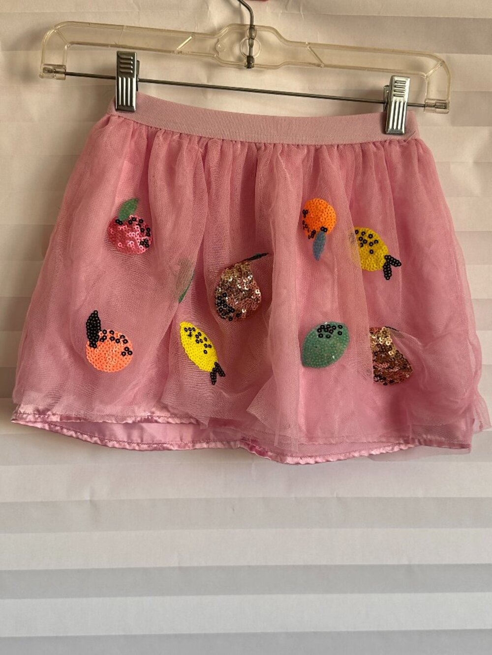 Cat & Jack Girls Lilac Purple Tulle Skirt Sequin Fruit Size XS (4/5)